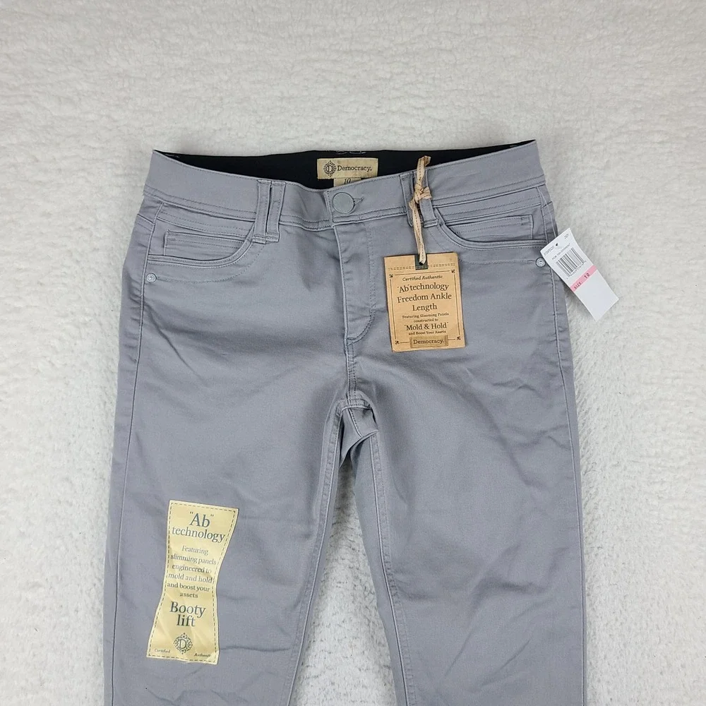 Democracy Jeans Womens 10 Gray Wash Ab Technology Freedom Ankle Skinny Denim NEW